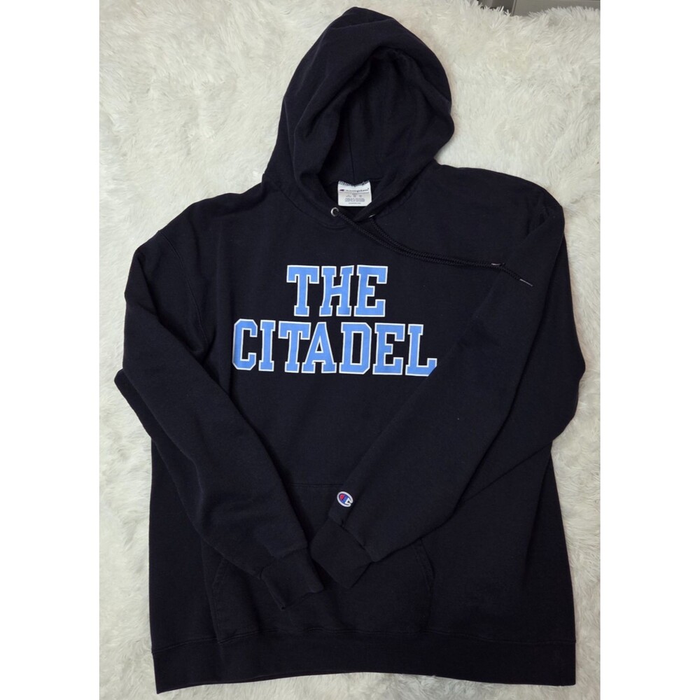 Champion The Citadel Hoodie 2XL Black Pullover Sweatshirt Mens Big Logo